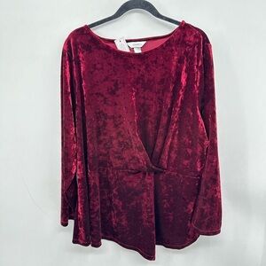 CJ BANKS Burnout RED VELVET woman dark romantic feminine whimsigoth tunic NWT 2X
